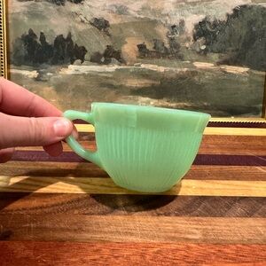 Vintage Green Jadeite cup - ribbed Jane Ray
